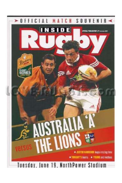 2001 Australia A v British and Irish Lions  Rugby Programme